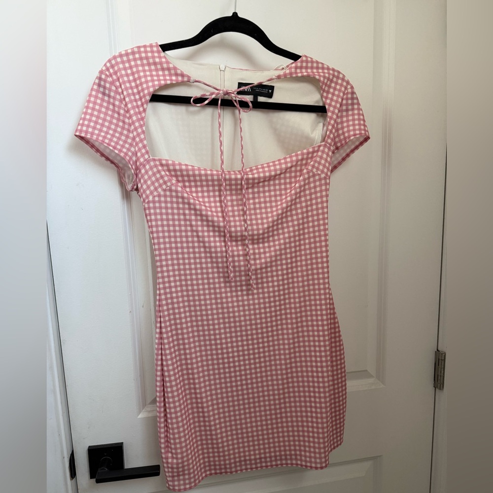 Zara Pink Gingham Mini Dress